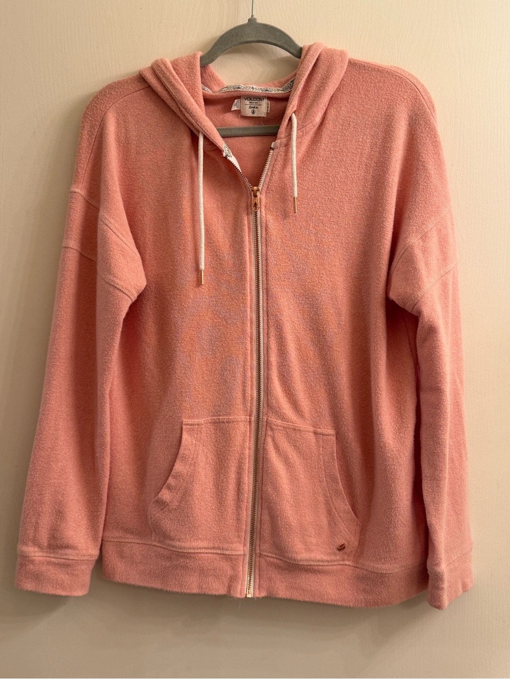 Volcom Lived in Lounge Light Pink/Peach Zip-Up Hoodie Sweater